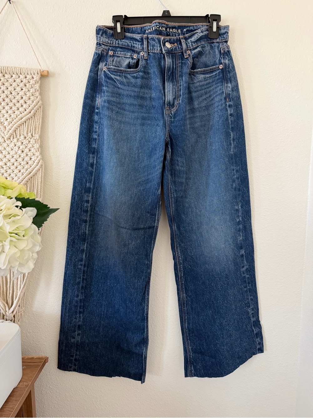 American Eagle Super High-Rise Baggy Wide Leg Jeans - Dark Blue
